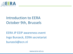 Introduction to EERA October 9th, Brussels  EERA JP EEIP awareness event