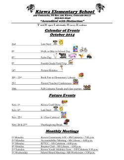 Kiowa Elementary School Calendar of Events October 2014