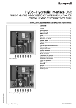 HyBo - Hydraulic Interface Unit CENTRAL HEATING SYSTEM UNIT CODE EHIU1 Contents