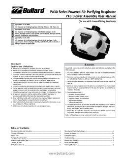 PA30 Series Powered Air-Purifying Respirator PA3 Blower Assembly User Manual PA30 PAPR