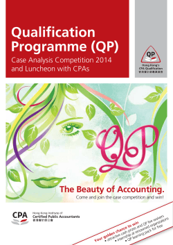 Qualification Programme (QP) The Beauty of Accounting. Case Analysis Competition 2014