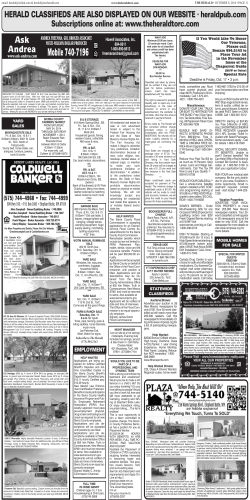HERALD CLASSIFIEDS ARE ALSO DISPLAYED ON OUR WEBSITE � heraldpub.com