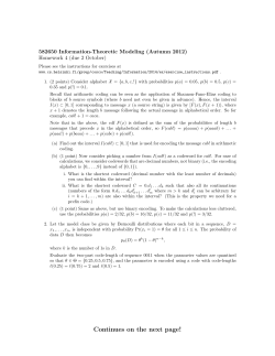 582650 Information-Theoretic Modeling (Autumn 2012) Homework 4 (due 2 October)