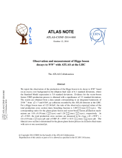 ATLAS NOTE ATLAS-CONF-2014-060 Observation and measurement of Higgs boson decays to WW