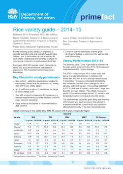 prime fact Rice variety guide – 2014–15