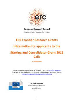 ERC Frontier Research Grants Information for applicants to the Calls