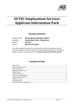 OCTEC Employment Services Applicant Information Pack Vacancy Summary