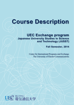Course Description  UEC Exchange program Japanese University Studies in Science
