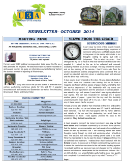 NEWSLETTER&ndash; OCTOBER  2014 MEETING  NEWS