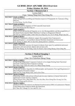 GCBME 2014 Friday October 10, 2014 Section 1 Biomaterials 1 Lecture Hall 1