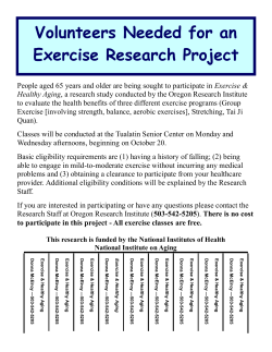 Volunteers Needed for an Exercise Research Project
