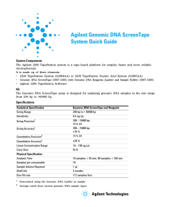 Agilent Genomic DNA ScreenTape System Quick Guide System Components