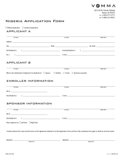 Nigeria Application Form APPLICANT A 1621 W. Rio Salado Parkway Tempe, AZ 85281