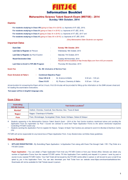 Information Booklet Maharashtra Science Talent Search Exam (MSTSE) - 2014