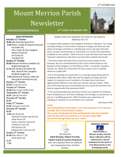 12 OCTOBER 2014 MASS INTENTIONS Saturday 11