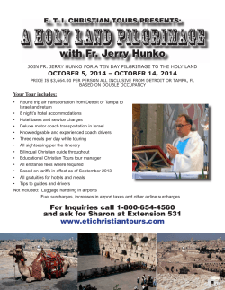 a HOLY LAND PILGRIMAGE with Fr. Jerry Hunko
