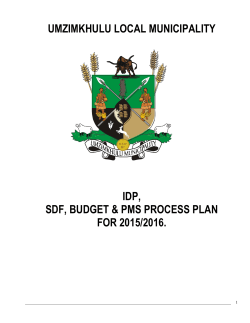 UMZIMKHULU LOCAL MUNICIPALITY IDP, SDF, BUDGET &amp; PMS PROCESS PLAN FOR 2015/2016.