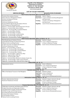 LIST OF VACANT POSITIONS