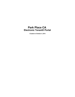 Park Place CA Electronic Tenant® Portal Created on October 4, 2014
