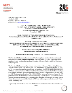 FOR IMMEDIATE RELEASE October 8, 2014 Contact: Katherine E. Johnson