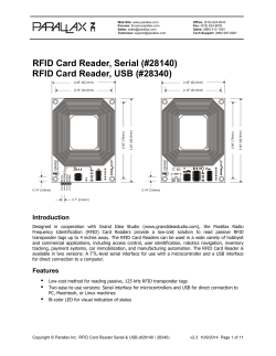 RFID Card Reader, Serial (#28140) RFID Card Reader, USB (#28340)  Introduction