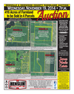 Auction Wednesday, November 19, 2014 • 7p.m. 416 Acres of Farmland