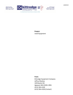 Project: From: Used Equipment Kittredge Equipment Company