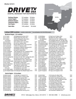 Northeast Region: Central Region: Northwest Region: 52 Locations  -  50 Active