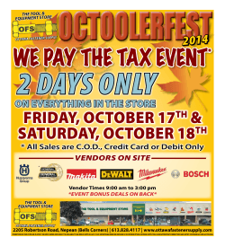 OCTOOLERFEST 2 Days Only We pay the tax event Friday, OctOber 17