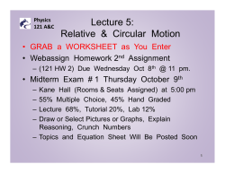 Lecture 5: Relative  &amp;  Circular  Motion