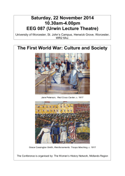 Saturday, 22 November 2014 10.30am-4.00pm EEG 087 (Urwin Lecture Theatre)