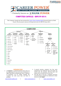 COMPUTER CAPSULE - IBPS PO 2014 .  INTRODUCTION