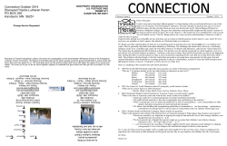 CONNECTION Connection October 2014 Ebenezer/Tripolis Lutheran Parish PO BOX 356
