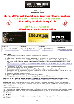 Zone 18 Formal Gymkhana, Sporting Championships Hosted by Babinda Pony Club