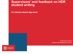Supervisors’ oral feedback on HDR student writing  A criterion-based approach