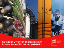 Takeover Offer for shares in New Britain Palm Oil Limited (NBPOL)
