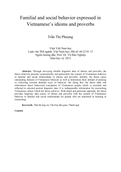 Familial and social behavior expressed in Vietnamese’s idioms and proverbs