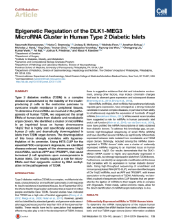 Article Epigenetic Regulation of the DLK1-MEG3 Cell Metabolism