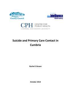 Suicide and Primary Care Contact in Cumbria  Rachel E Brown