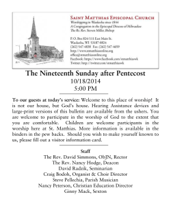The Nineteenth Sunday after Pentecost 10/18/2014 5:00 PM