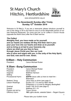 The Seventeenth Sunday after Trinity Sunday 12 October 2014