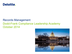 Records Management Dodd-Frank Compliance Leadership Academy October 2014