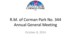 R.M. of Corman Park No. 344 Annual General Meeting October 8, 2014