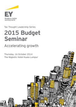 2015 Budget Seminar Accelerating growth Tax Thought Leadership Series
