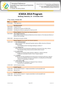 ICSEEA 2014 Program Bandung, Indonesia, 14 – 15 October 2014