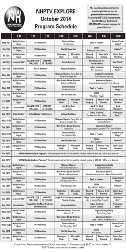 NHPTV EXPLORE October 2014 Program Schedule 6:30