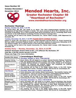 Mended Hearts, Inc. Greater Rochester Chapter 50 “Heartbeat of Rochester” www.mendedheartsrochester.org