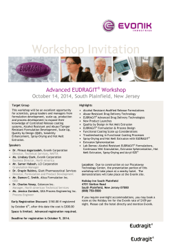Workshop Invitation  Advanced EUDRAGIT Workshop