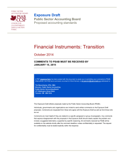Financial Instruments: Transition Exposure Draft October 2014 Public Sector Accounting Board