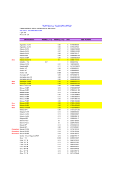 Destinations * Weekly (7+7) Weekly (7+3) Unit